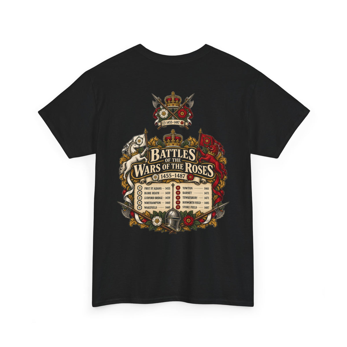 Wars of the Roses battles list T-shirt – alternate product view 10