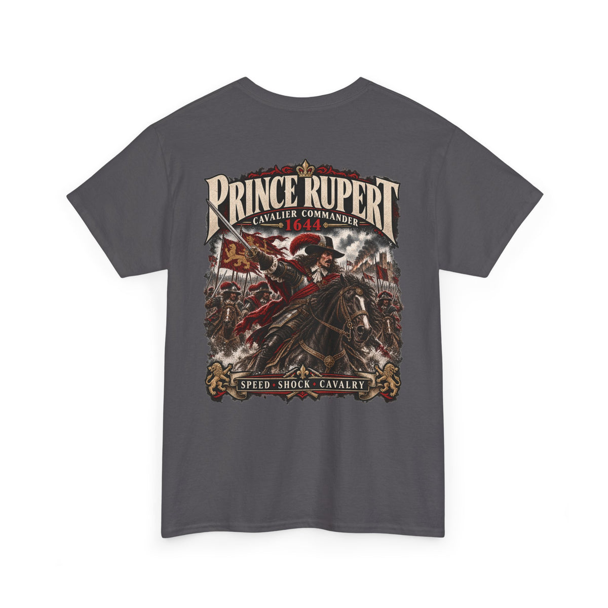Prince Rupert English Civil War cavalry T-shirt product mock-up