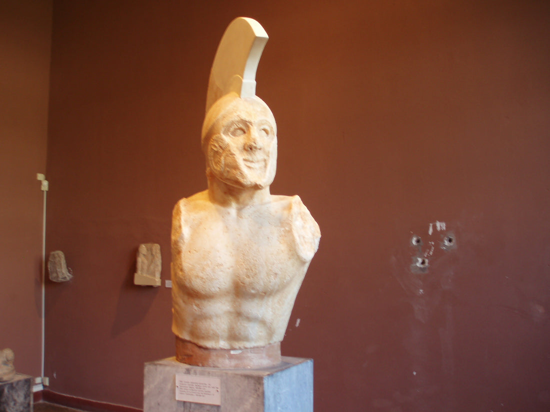 Modern commemorative bust identified as Leonidas I in Sparta