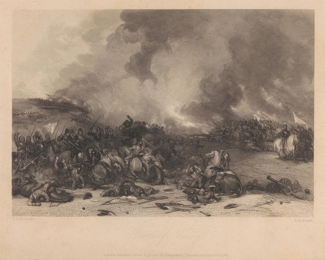 The Battle of Naseby, 14 June 1645, in a historical engraving by Edward Radclyffe