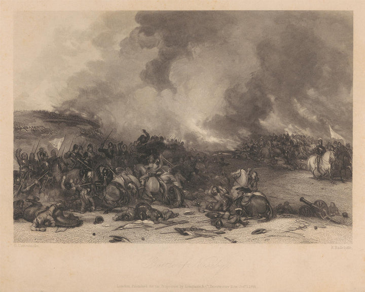 The Battle of Naseby, 14 June 1645, in a historical engraving by Edward Radclyffe