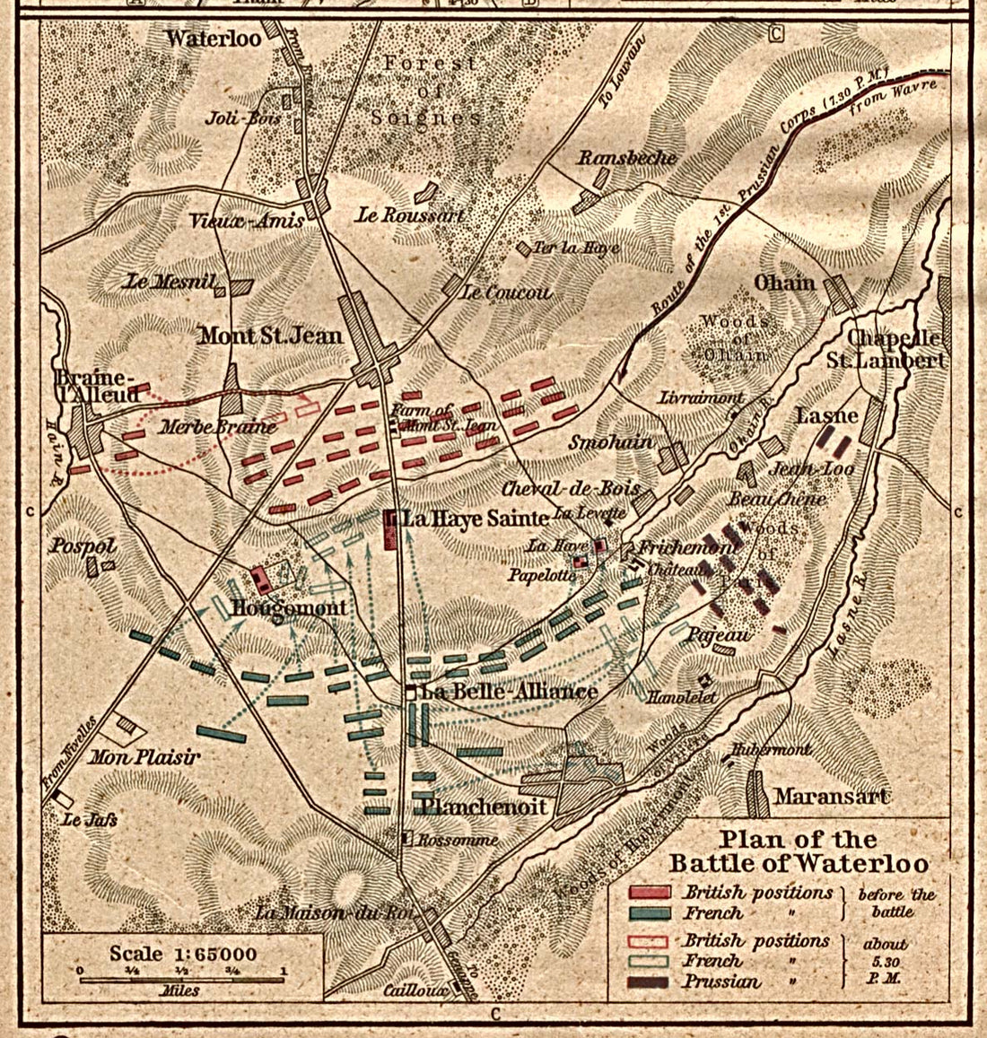 Historical plan of the Battle of Waterloo by William R. Shepherd