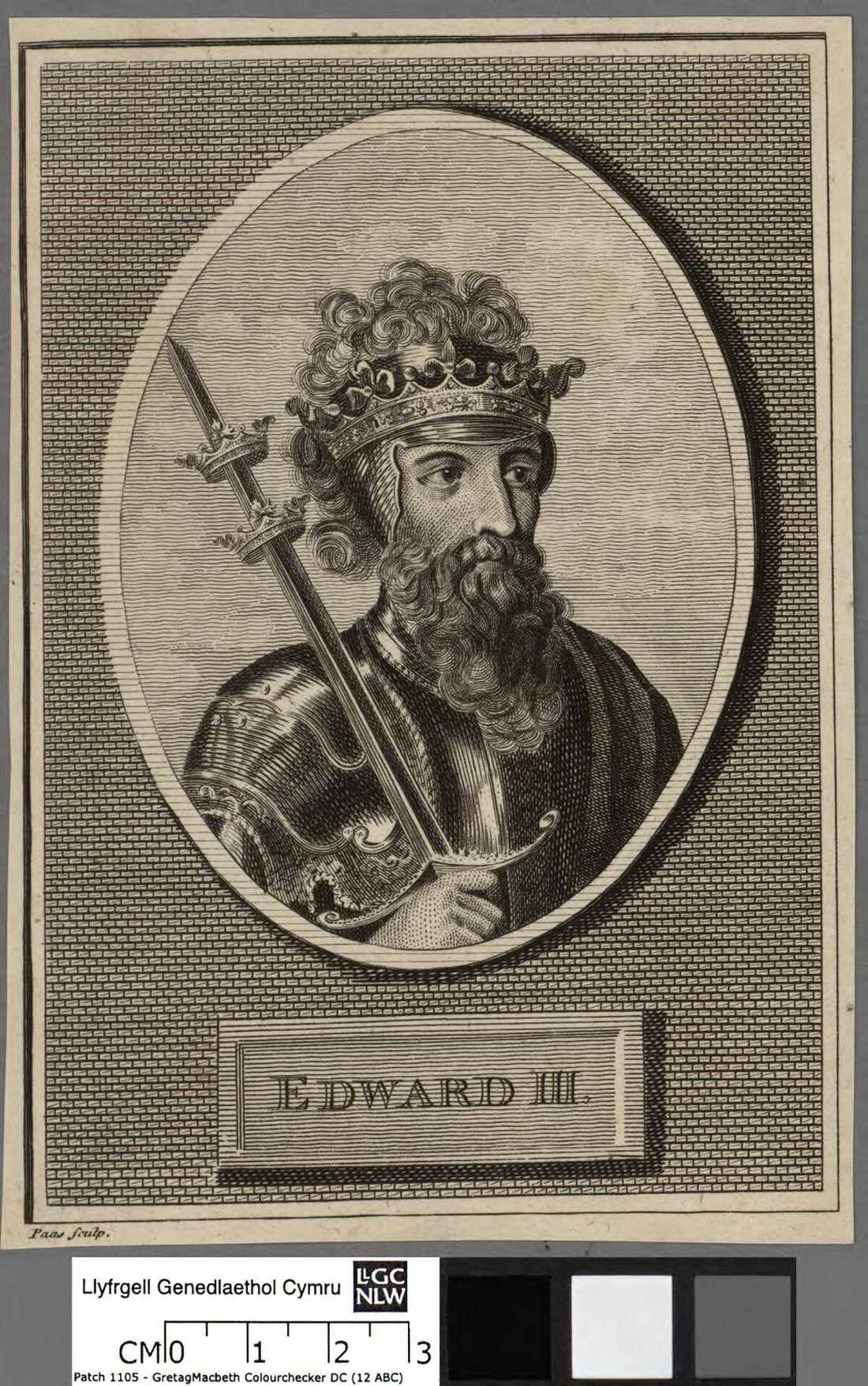 Seventeenth-century engraved portrait of King Edward III by Simon van de Passe