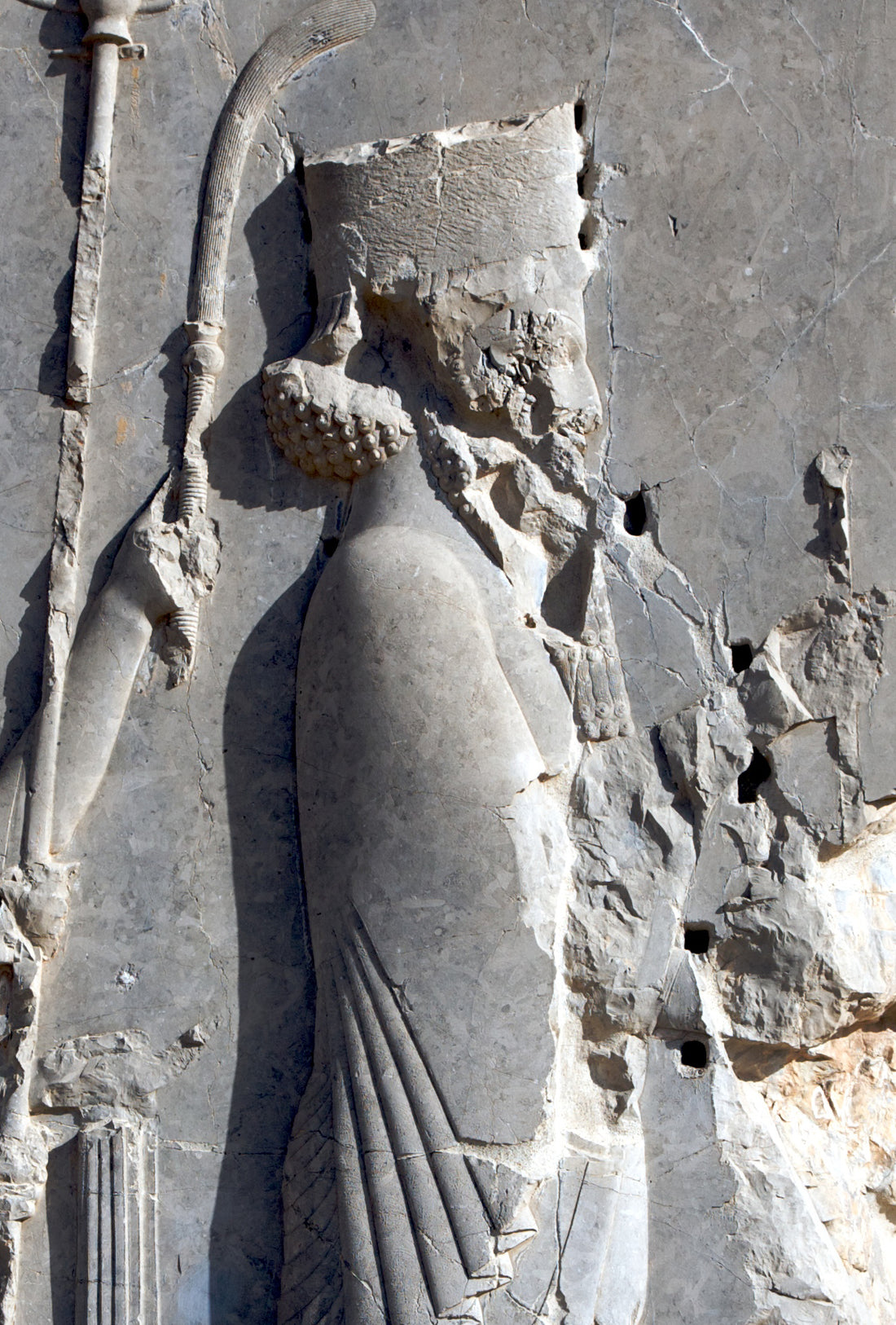 Achaemenid royal relief identified as Xerxes I at the Hadish Palace in Persepolis