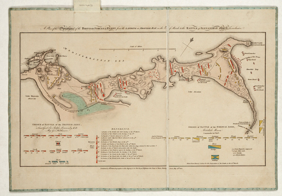 William Faden's 1801 plan of British operations in Egypt from Aboukir Bay to Alexandria