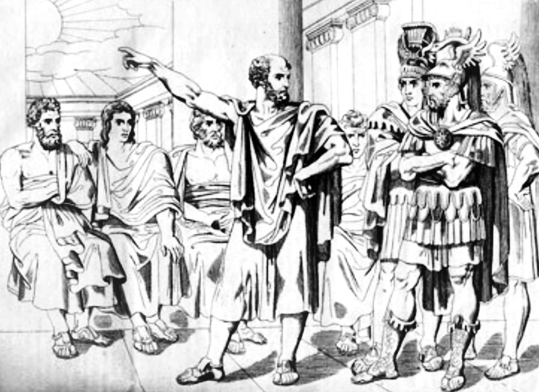 Nineteenth-century illustration of Athenian resistance to envoys sent by Mardonius