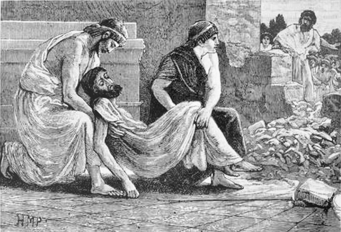 Nineteenth-century illustration of the death of Pausanias, the Spartan commander at Plataea