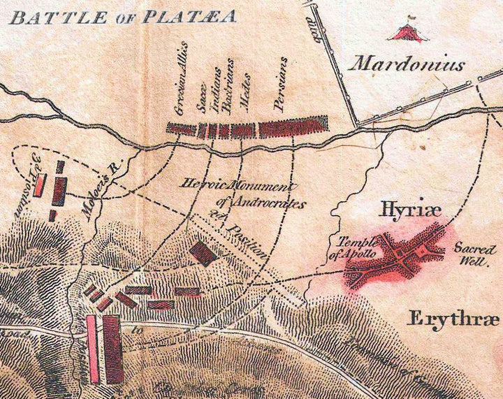 Historical interpretive map of the Battle of Plataea in 479 BC