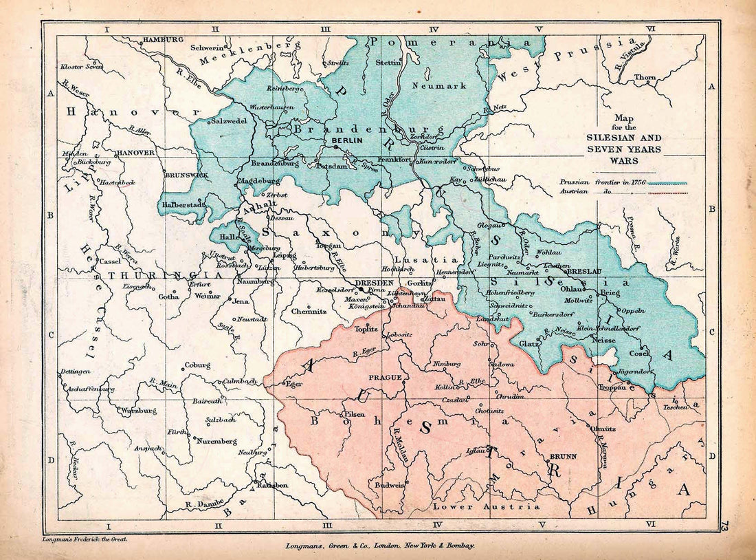 Historical map of Central Europe during the Silesian and Seven Years' Wars