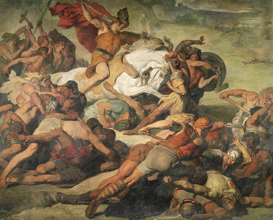 Arminius at the Battle of the Teutoburg Forest AD 9, historical painting by Peter Janssen