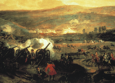 Historical painting of the Battle of the Boyne, 1690