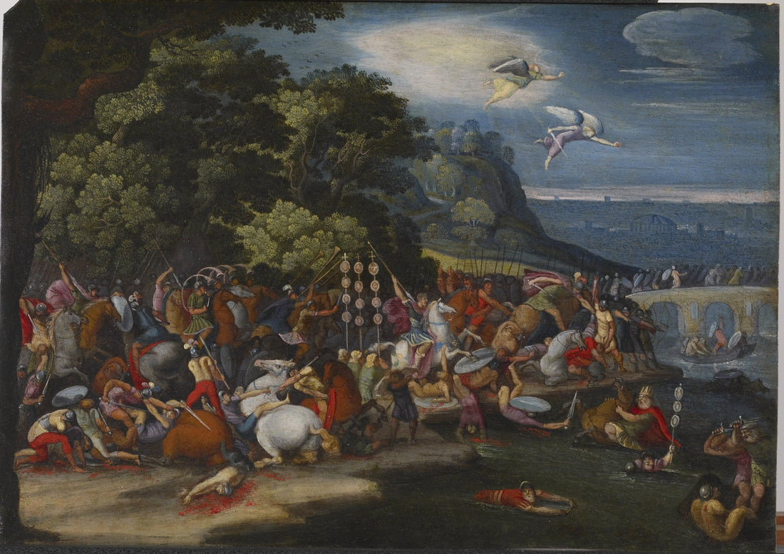 Historical painting of Constantine the Great at the Battle of the Milvian Bridge