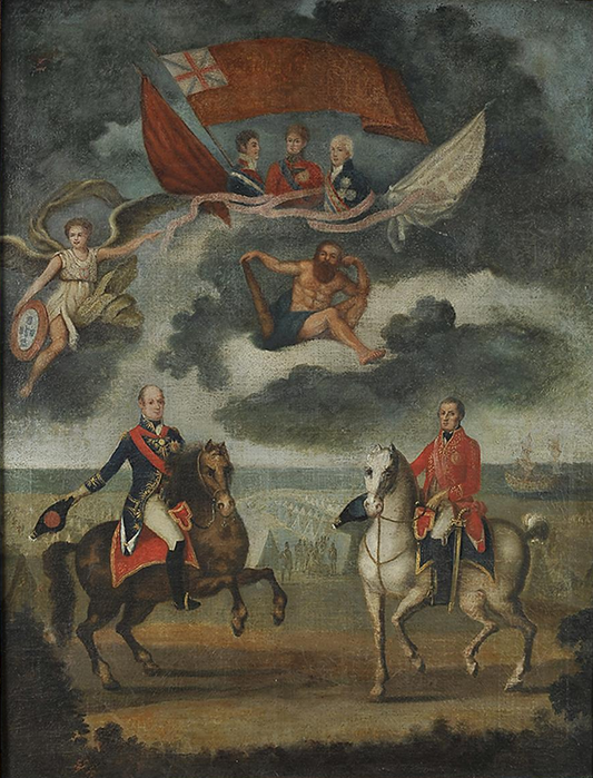 Nineteenth-century allegory of the Peninsular War featuring Wellington and allied leaders