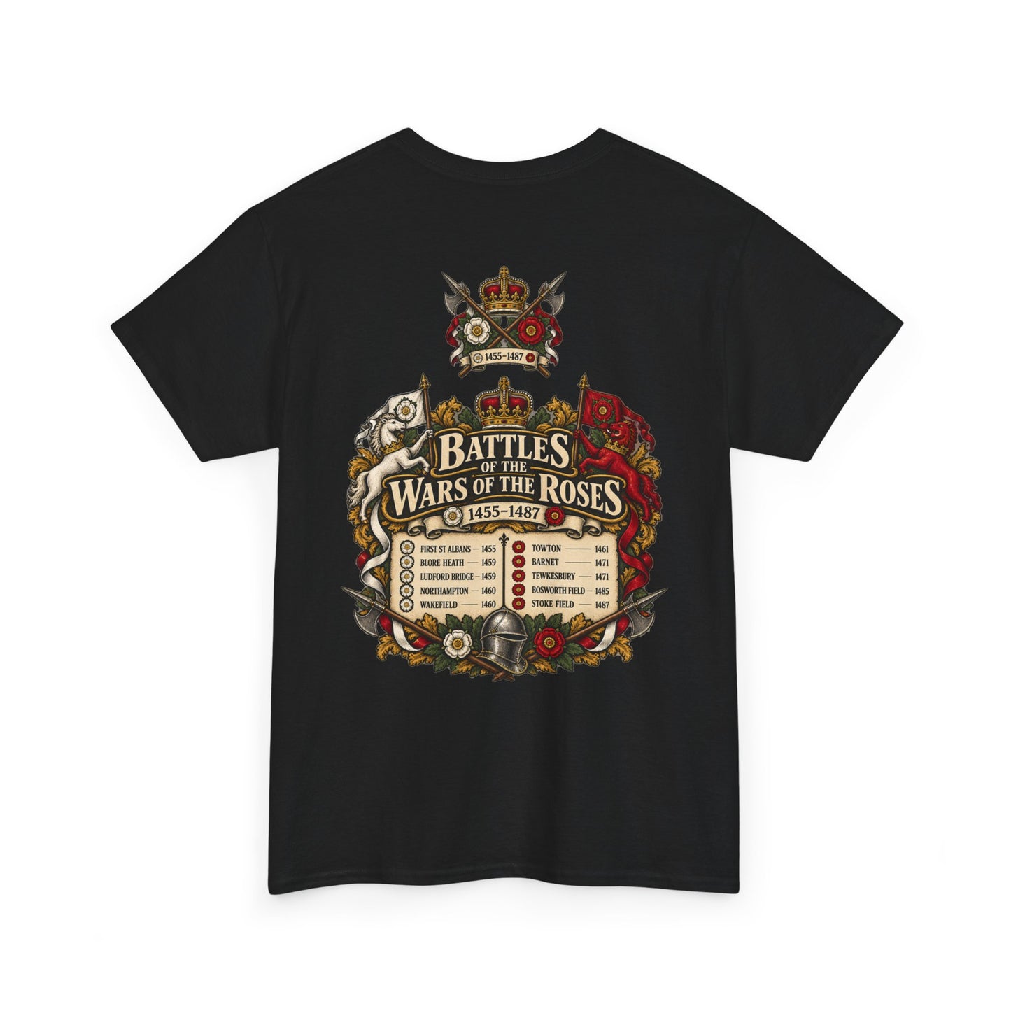 Wars of the Roses battles list T-shirt – alternate product view 10