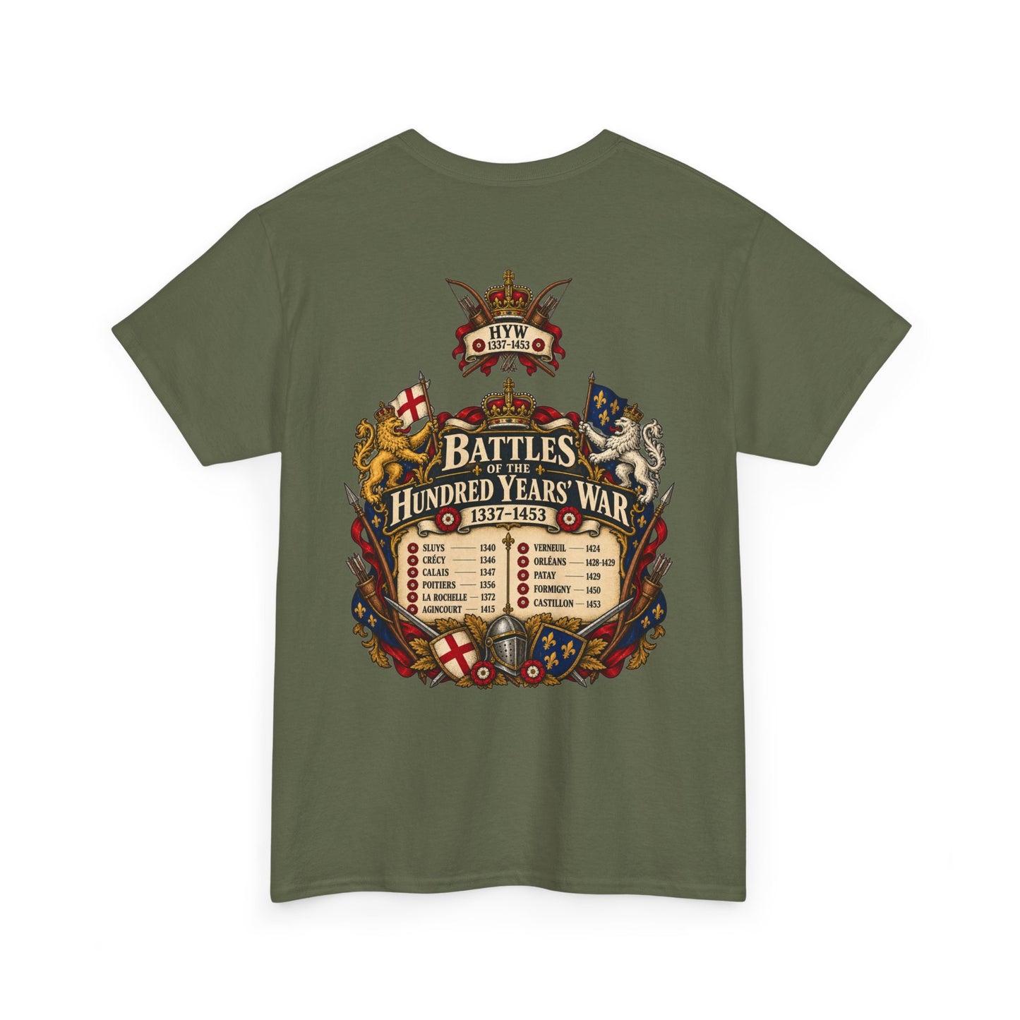 Hundred Years’ War battles list T-shirt – alternate product view 10