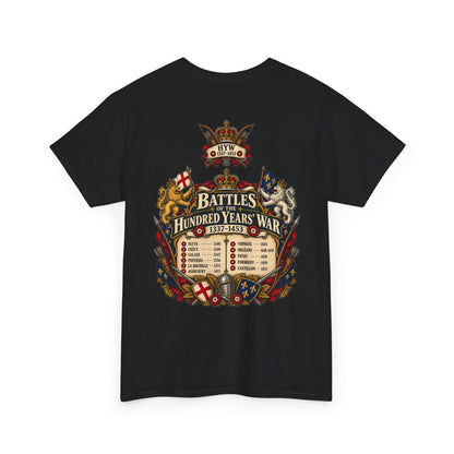 Hundred Years’ War battles 1337–1453 list T-shirt – Iron Regiment