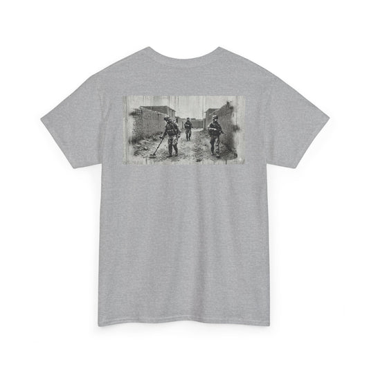 Helmand Vallon Patrol T-Shirt - Vintage Military Graphic Tee - Black & White