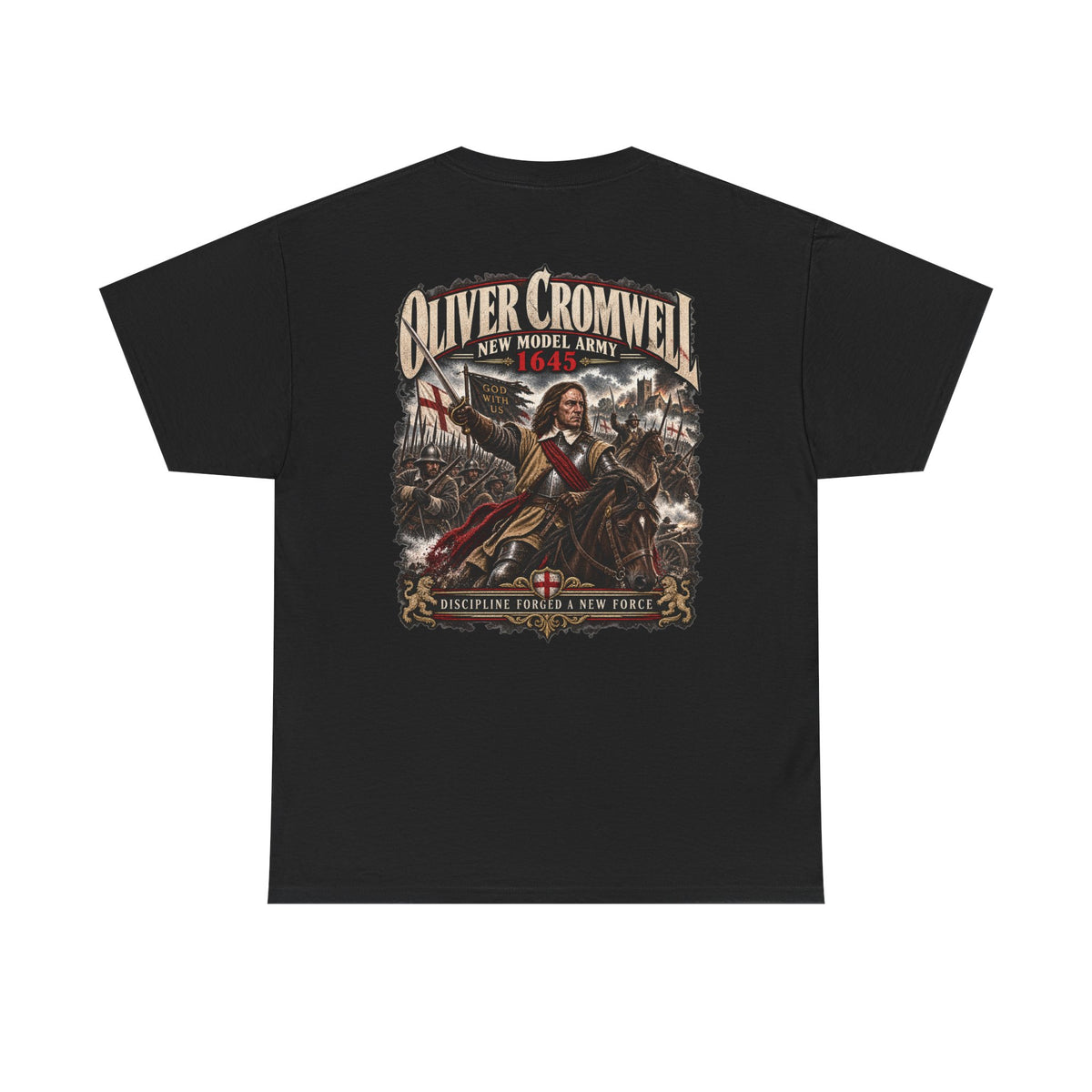 Oliver Cromwell New Model Army history T-shirt product mock-up