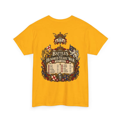 Hundred Years’ War battles medieval history T-shirt product mock-up