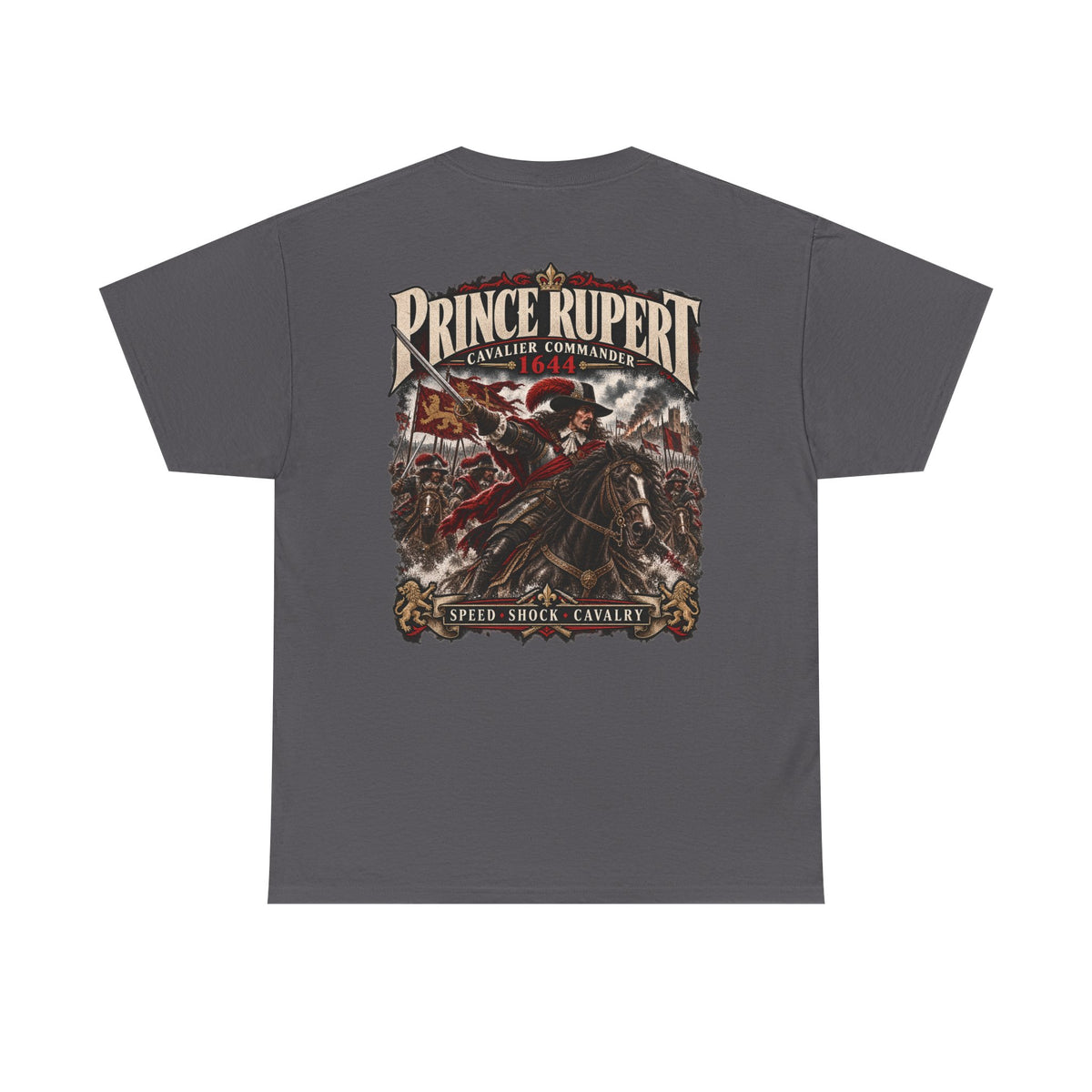 Prince Rupert English Civil War cavalry T-shirt product mock-up