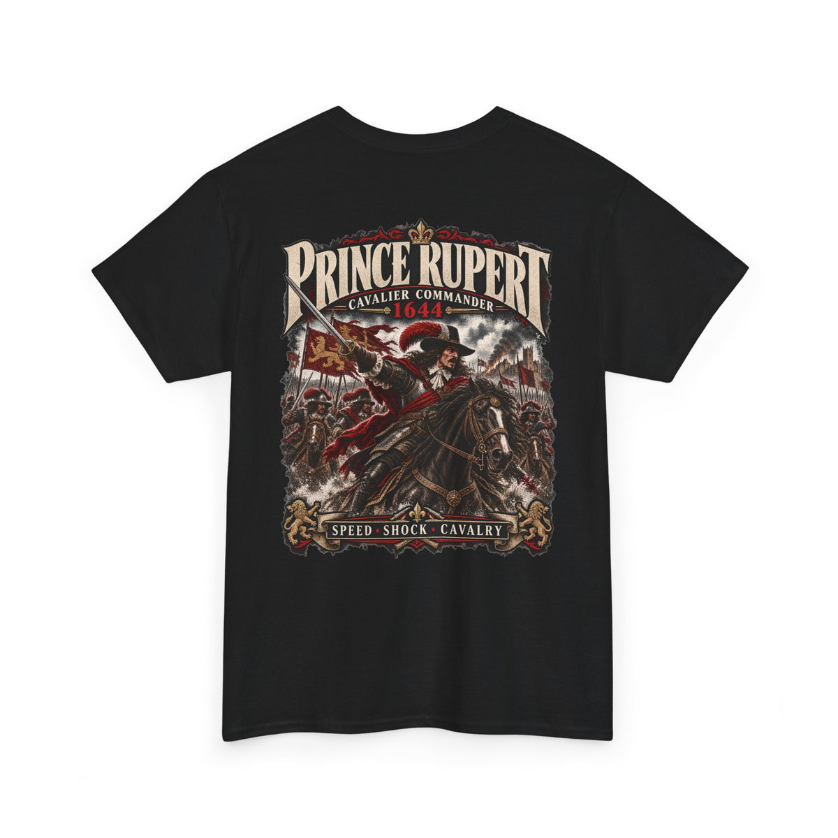 Prince Rupert English Civil War cavalry T-shirt product mock-up