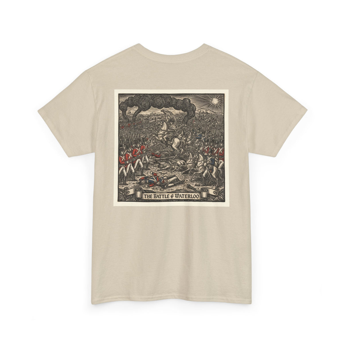 Waterloo 1815 Sepia Battlefield T-Shirt – Historical War Illustration Tee