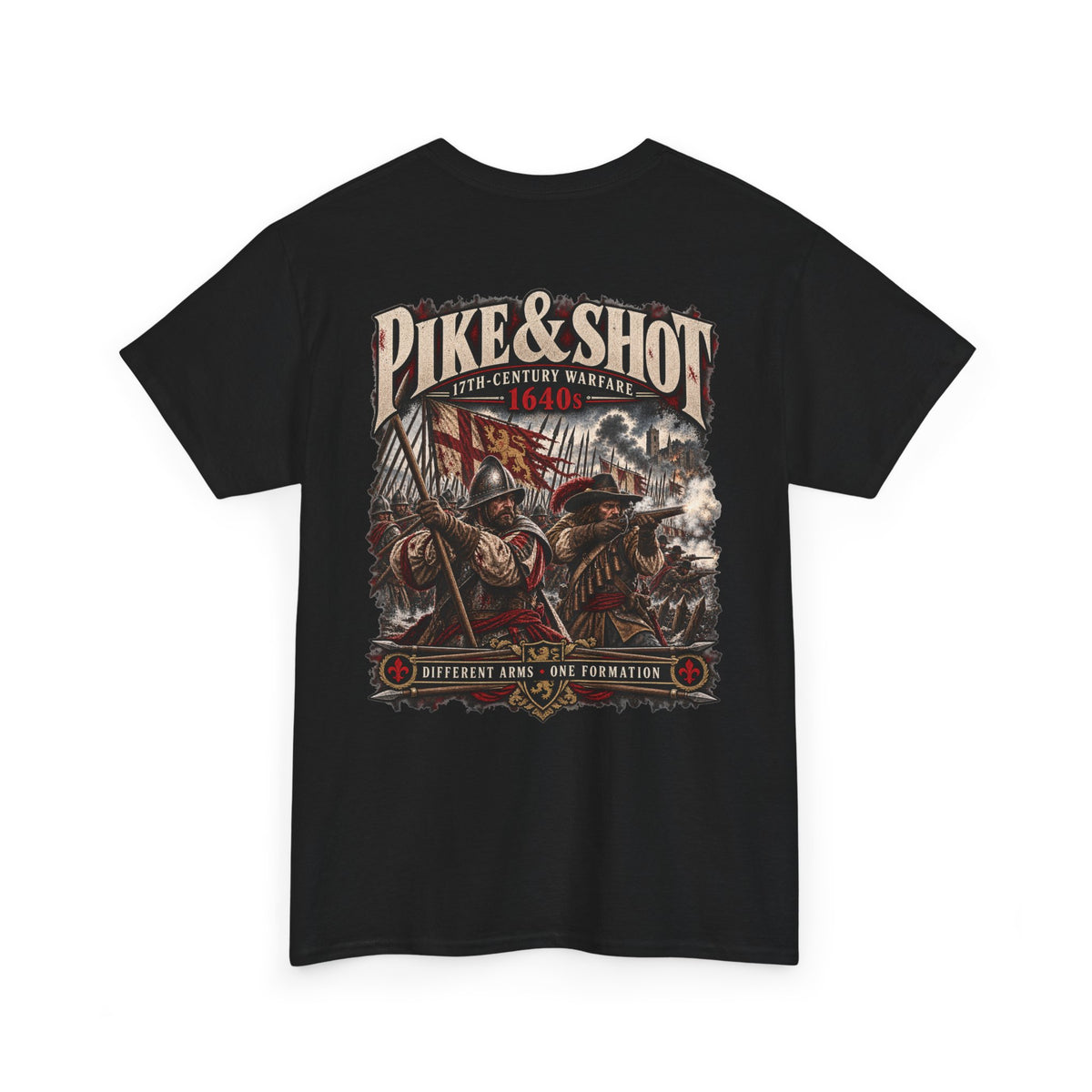 Pike and Shot 17th-century warfare T-shirt product mock-up