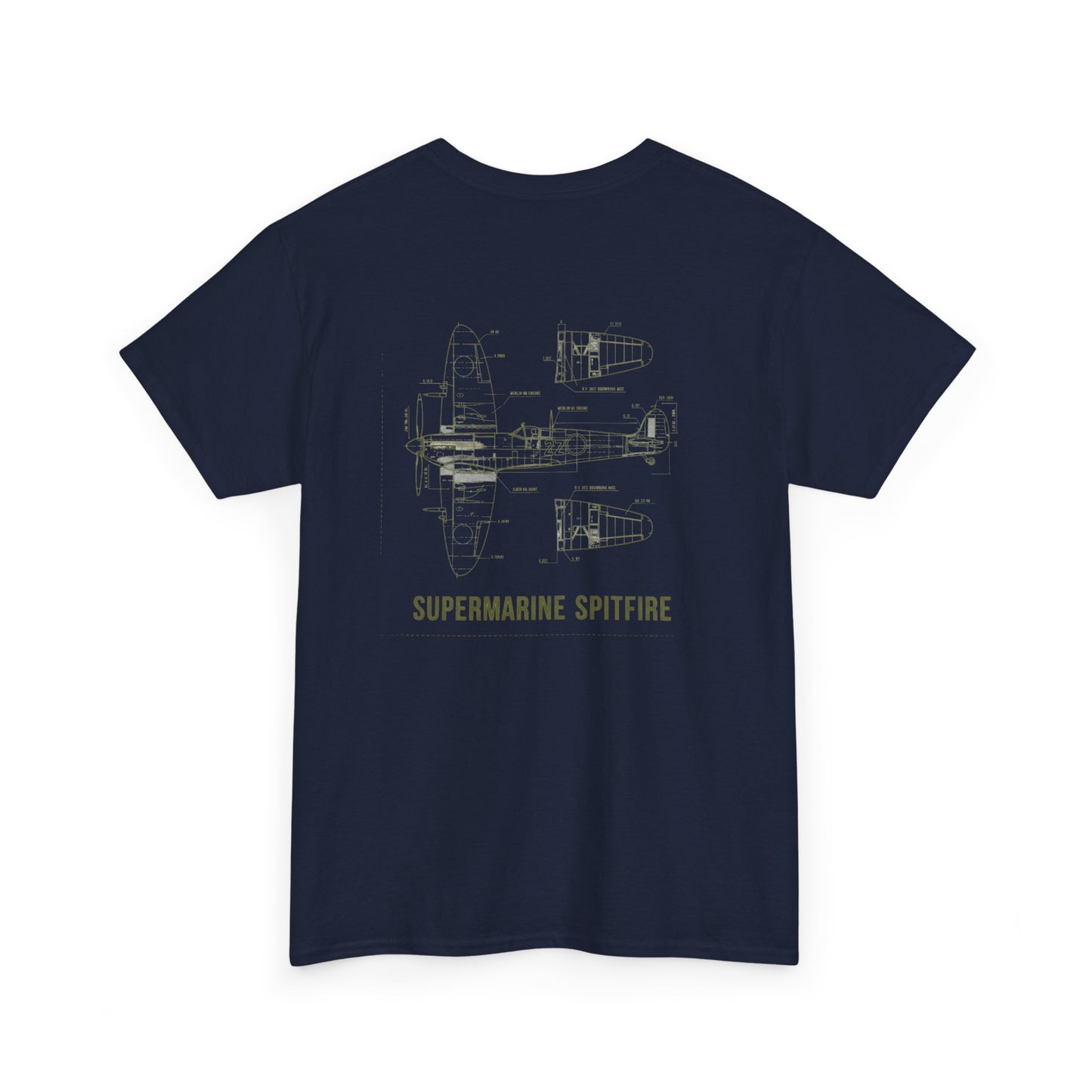 Spitfire Blueprint Tee — Supermarine Spitfire Aircraft Schematic T-Shirt