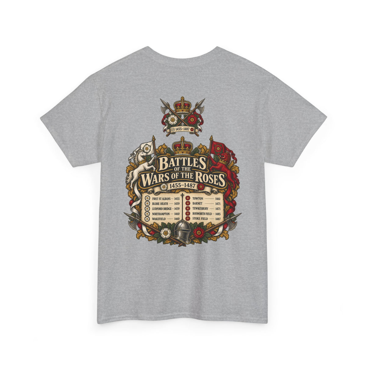 Wars of the Roses battles list T-shirt – alternate product view 6