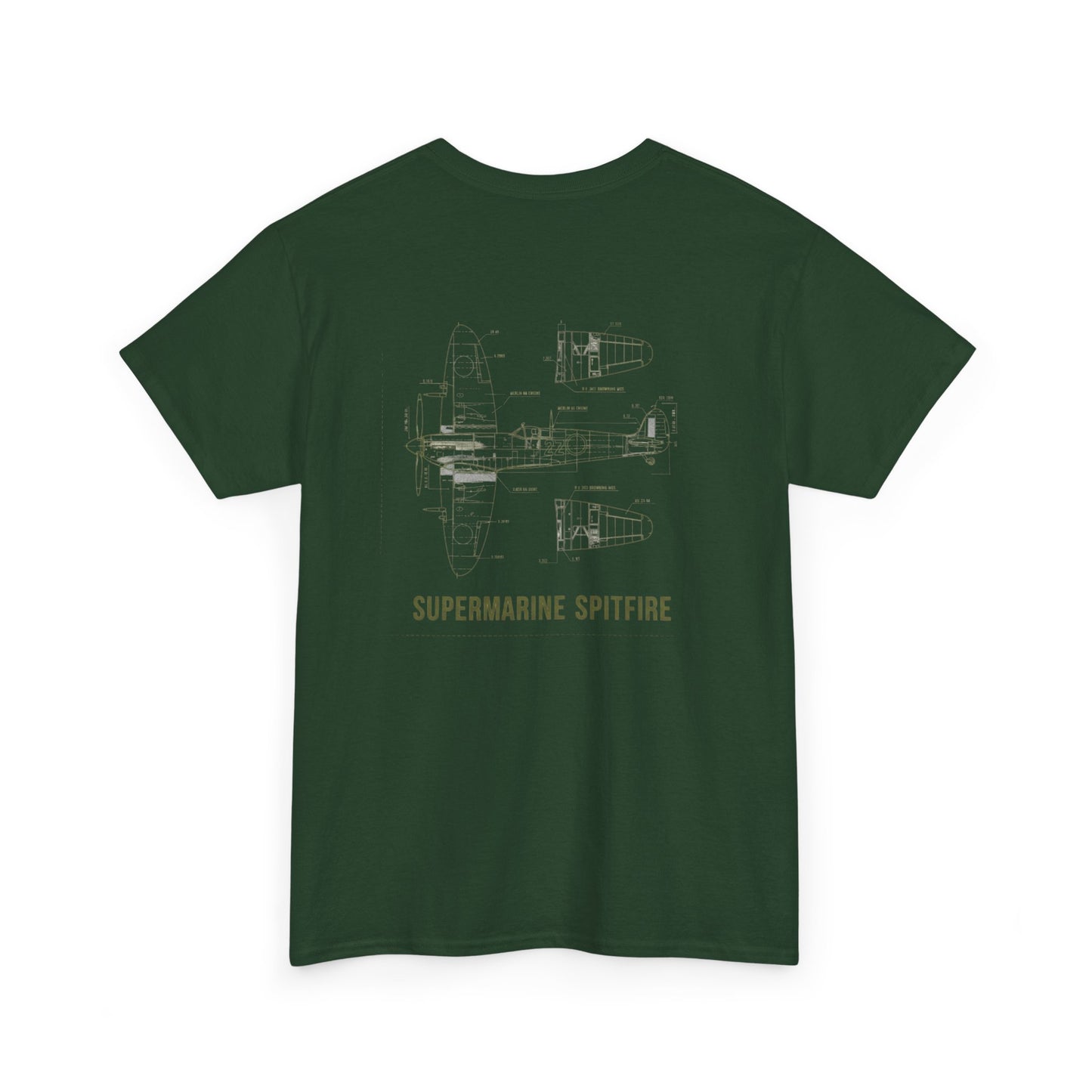 Spitfire Blueprint Tee — Supermarine Spitfire Aircraft Schematic T-Shirt