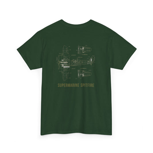 Spitfire Blueprint Tee — Supermarine Spitfire Aircraft Schematic T-Shirt