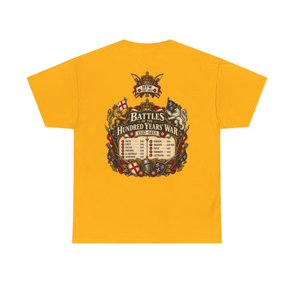 Hundred Years’ War battles medieval history T-shirt product mock-up