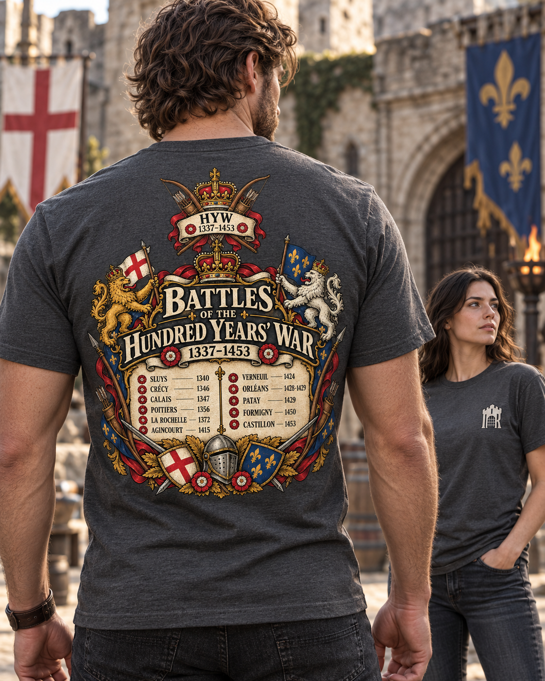 Hundred Years’ War battles medieval history T-shirt graphic design