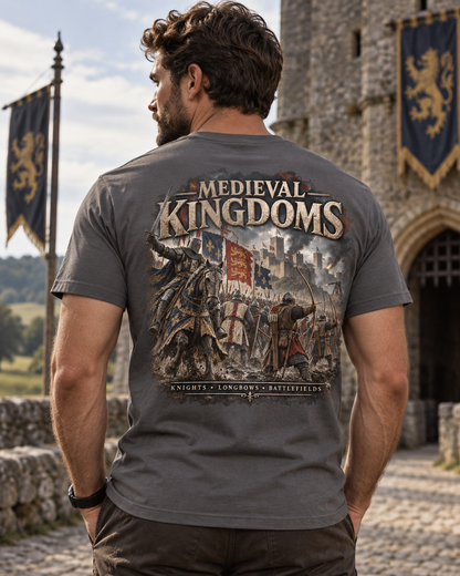 Medieval Kingdoms T-Shirt — Knights, Crowns & Battlefields