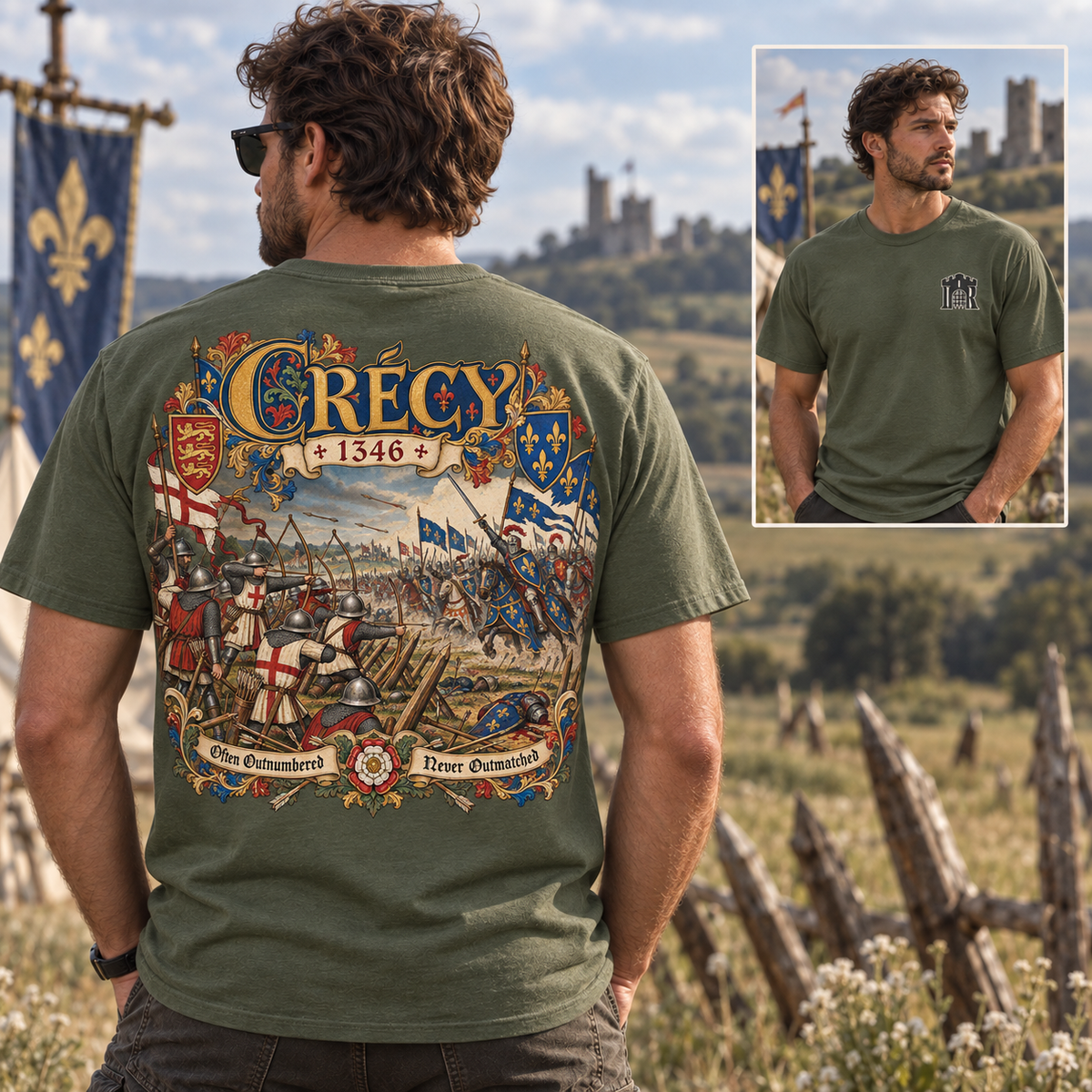 Crécy 1346 Battle T-Shirt Iron Regiment historical T-shirt image 1