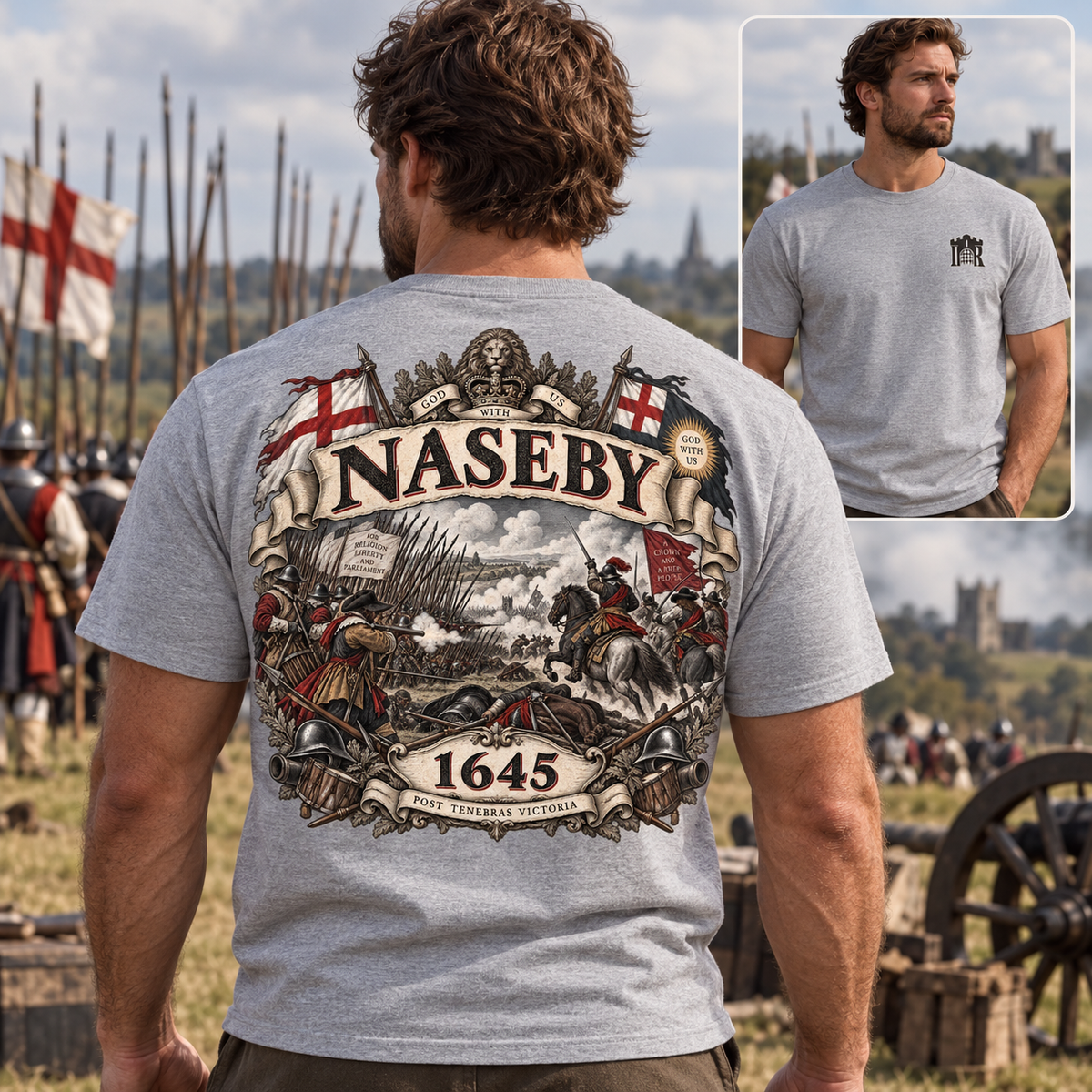 Naseby 1645 Battle Graphic T-Shirt Iron Regiment historical T-shirt image 1