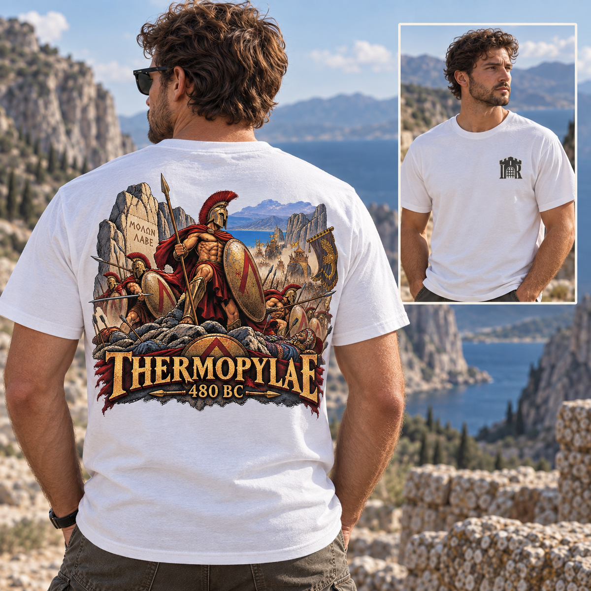 Thermopylae 480 BC Spartan Warrior T-Shirt Iron Regiment historical T-shirt image 1