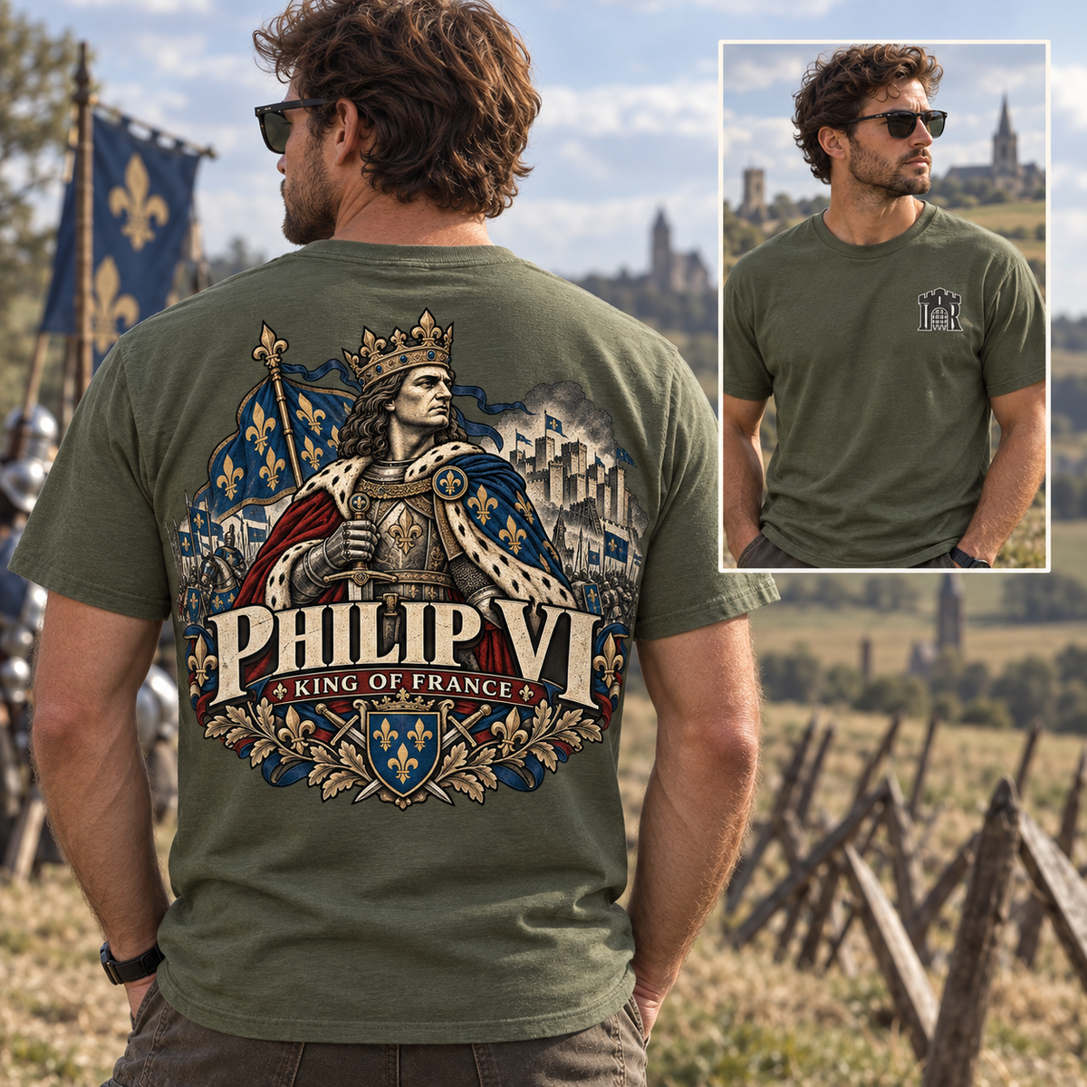 Philip VI King of France T‑Shirt Iron Regiment historical T-shirt image 1