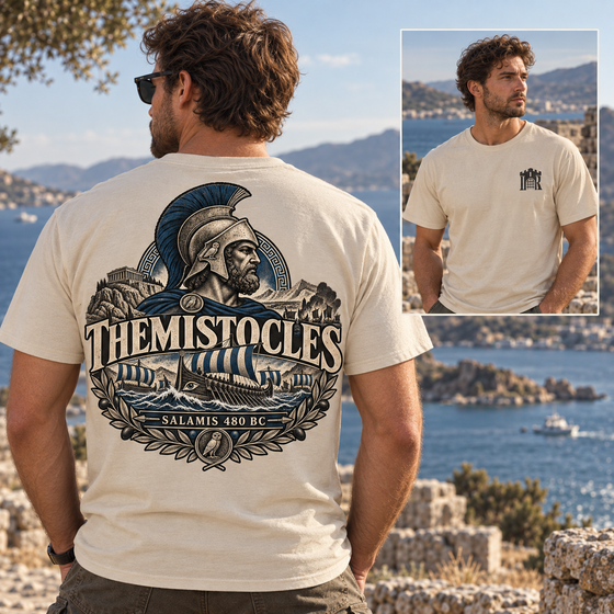 Themistocles Spartan Warrior T-Shirt — Historic Greek Battle Graphic Tee
