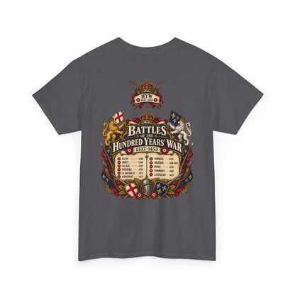 Hundred Years’ War battles medieval history T-shirt product mock-up