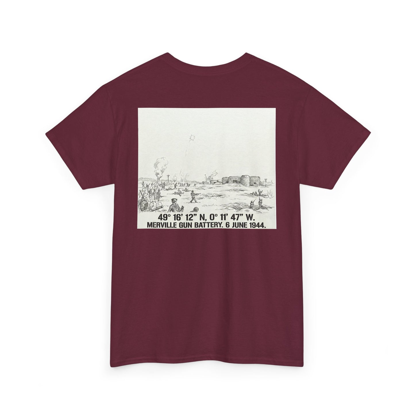 Normandy D-Day Merville Gun Battery Sketch T-Shirt — 6 June 1944