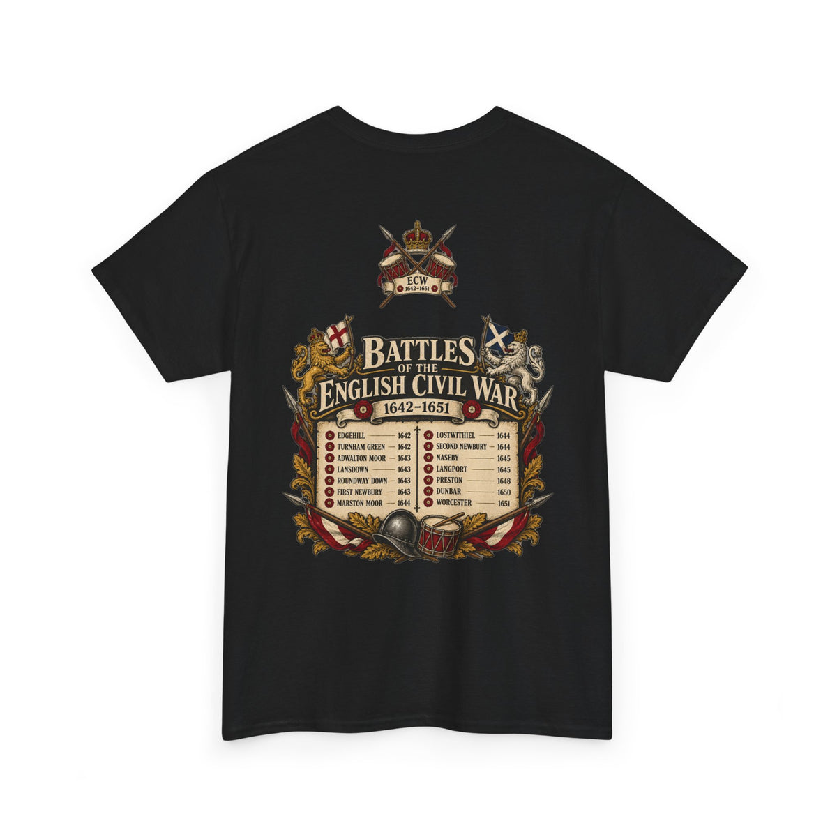 English Civil War battles list T-shirt – alternate product view 7