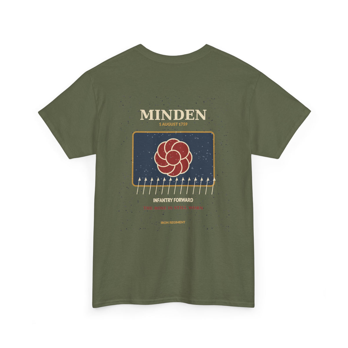 Graphic Tee — Vintage Rose Crest Back Print "The Moon Is Still Rising"