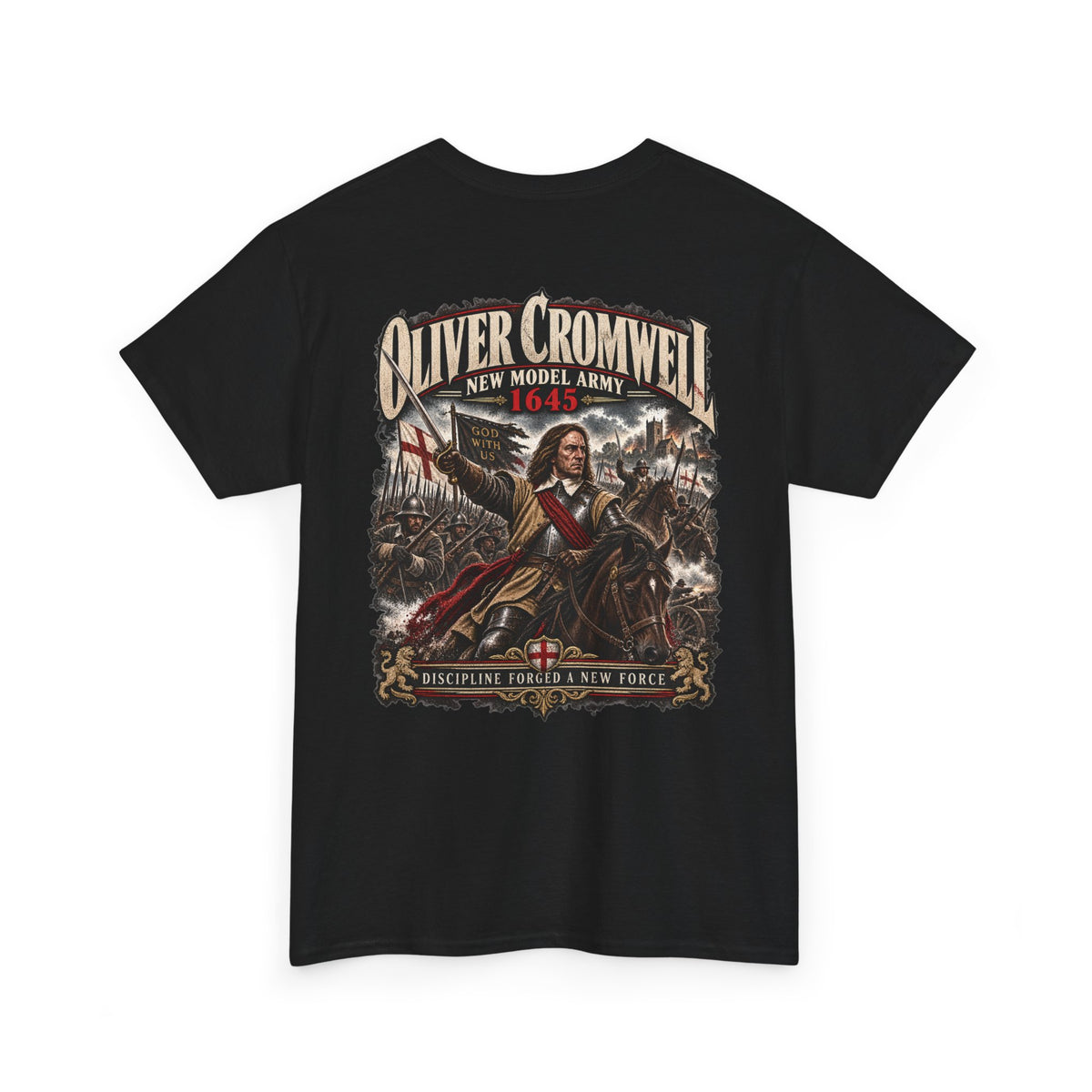 Oliver Cromwell New Model Army history T-shirt product mock-up