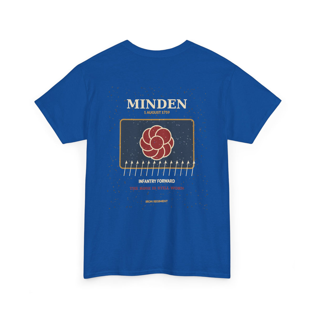 Graphic Tee — Vintage Rose Crest Back Print "The Moon Is Still Rising"