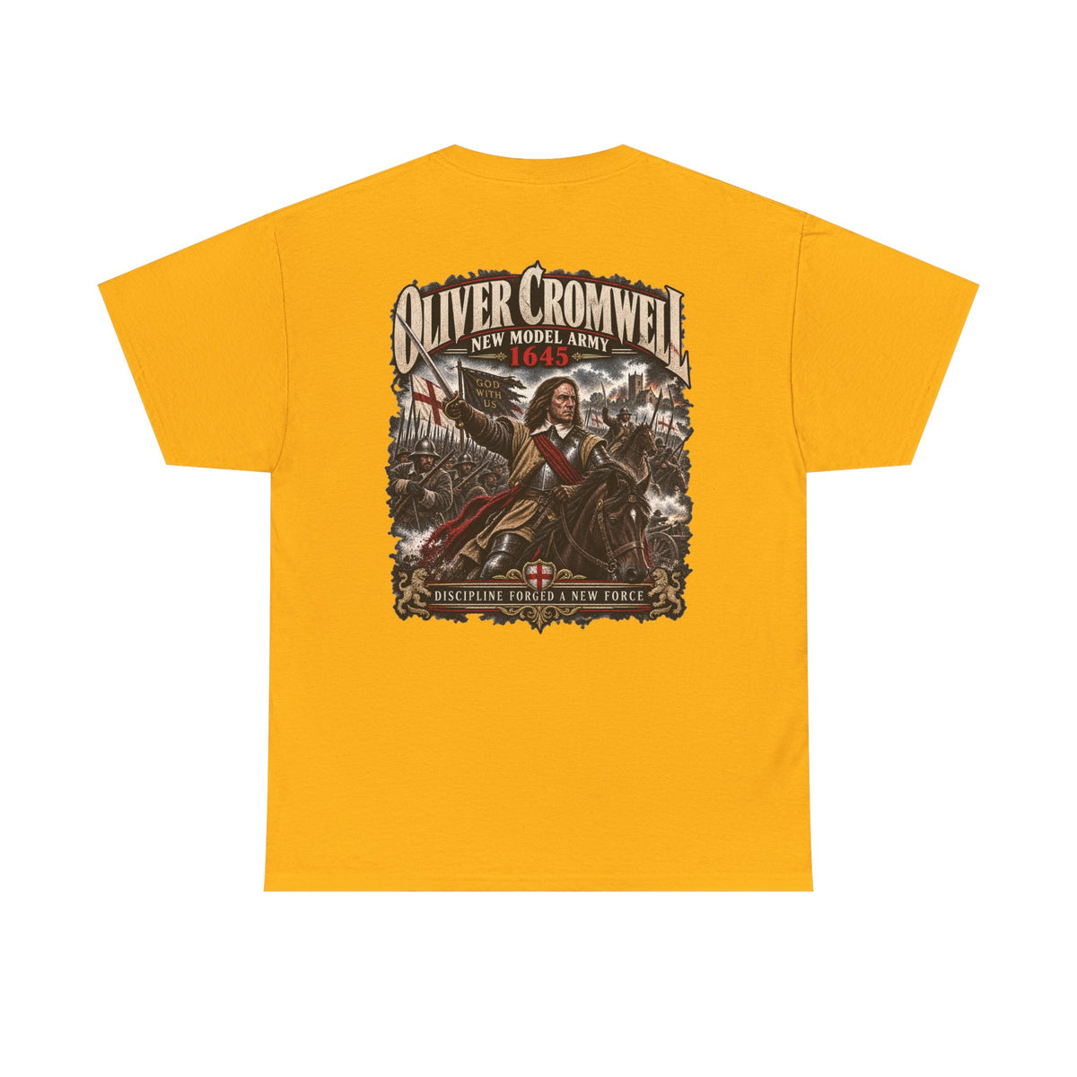 Oliver Cromwell New Model Army history T-shirt product mock-up