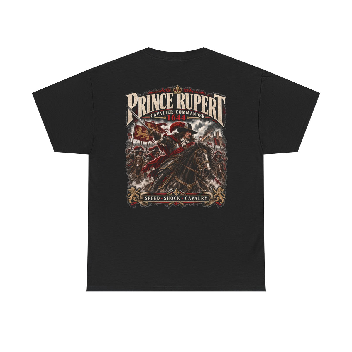 Prince Rupert English Civil War cavalry T-shirt product mock-up