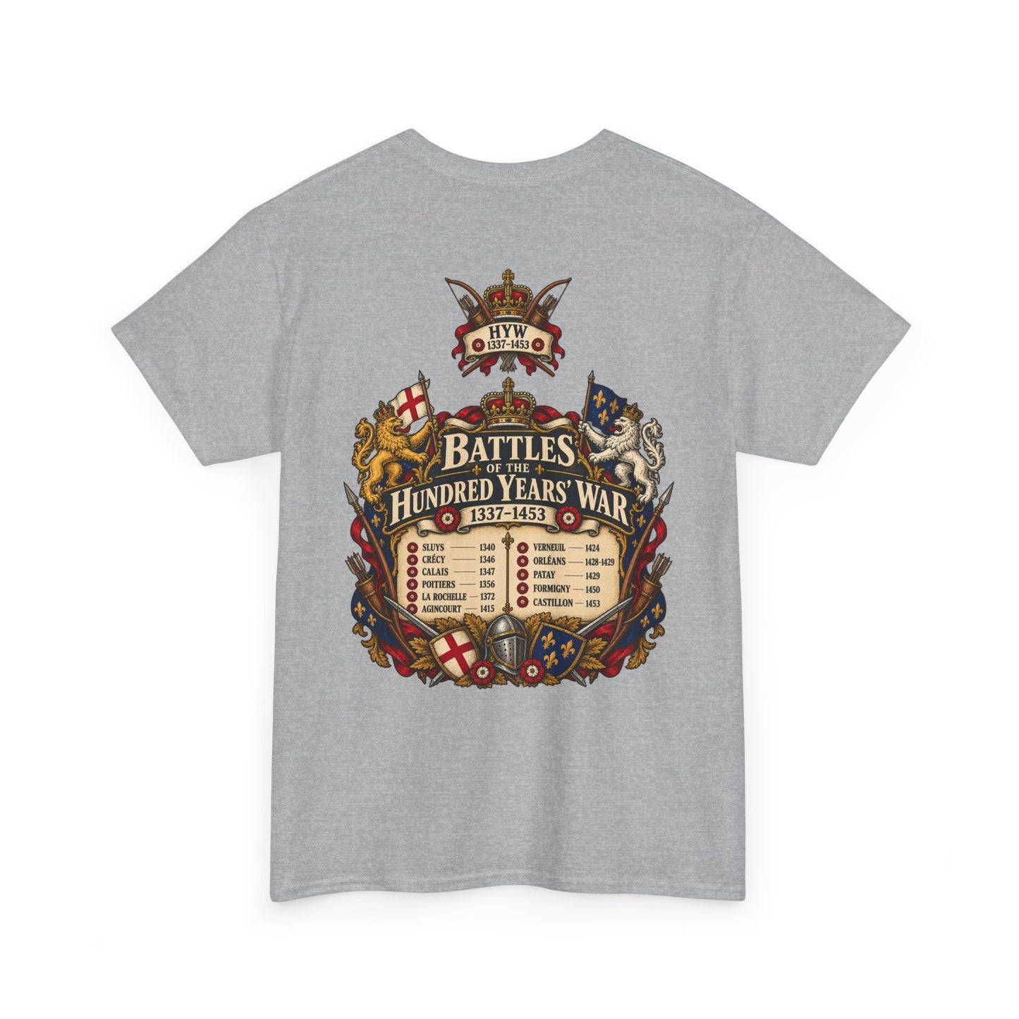 Hundred Years’ War battles list T-shirt – alternate product view 8