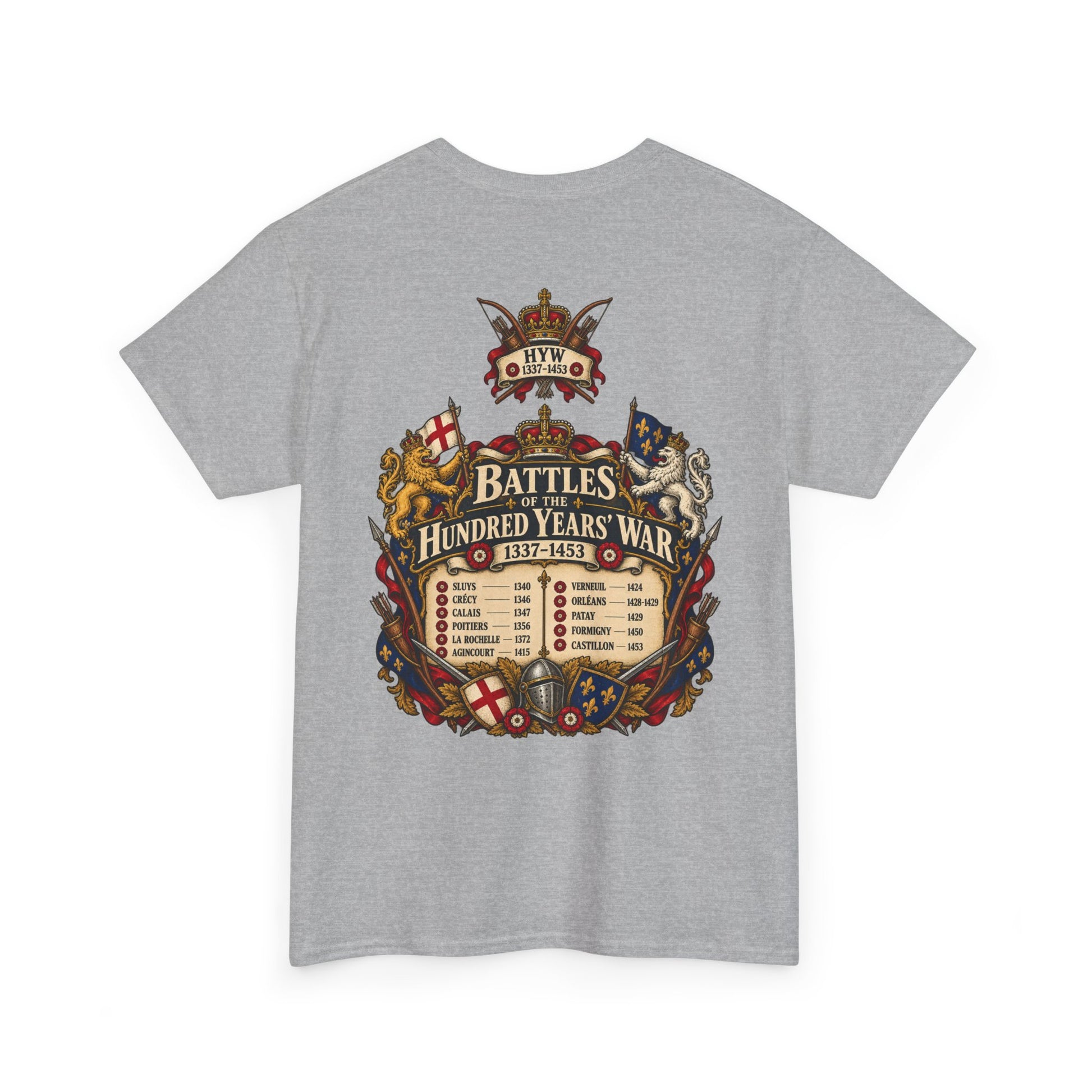 Hundred Years’ War battles list T-shirt – alternate product view 8